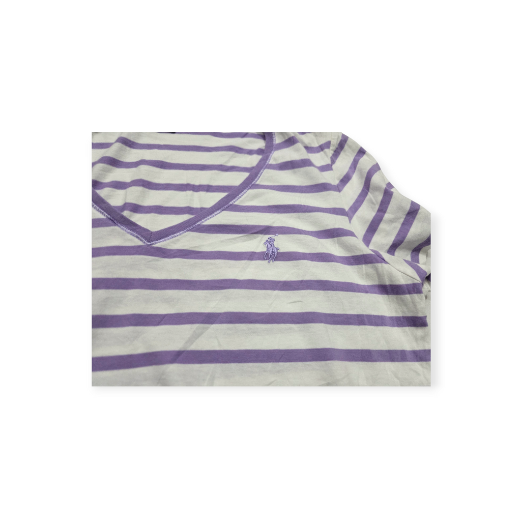 Playera Ralph Laurensport Mujer Grande L Blancac/lineas Lila