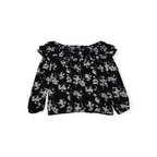 Blusa Michael Kors Xchico Xs Campesina Negra Con Flores