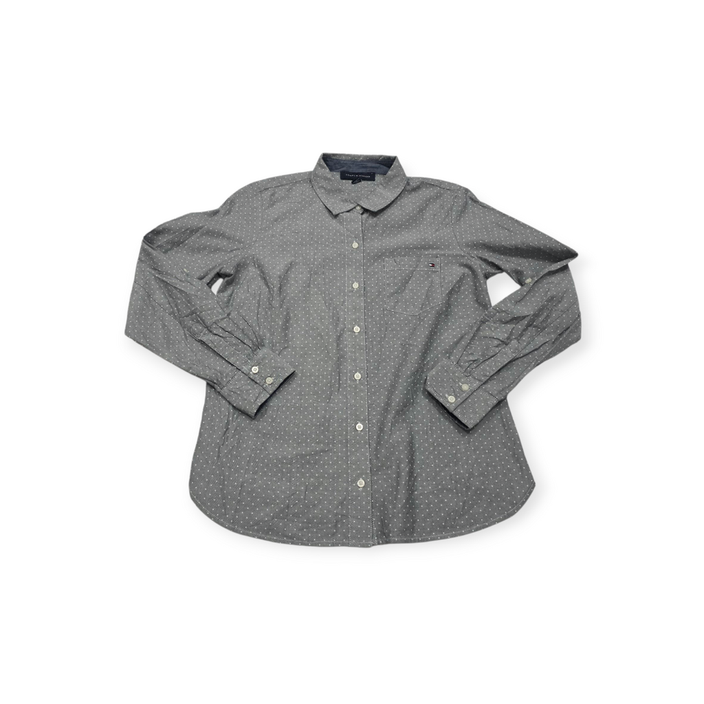 Camisa Tommy Hilfiger Gris Con Lunares De Mujer