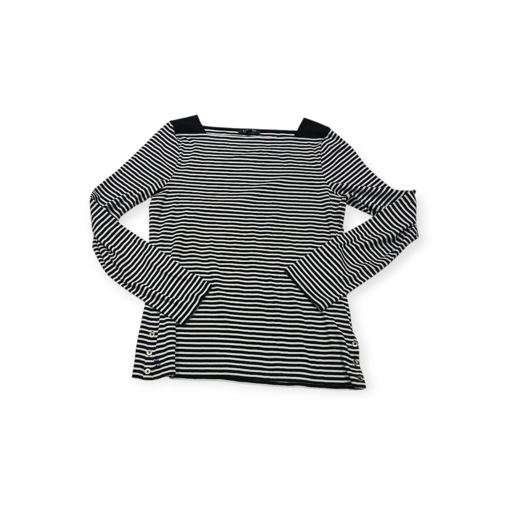 Playera Ralph Lauren Manga Larga Xgrande Xl Negra/blanco