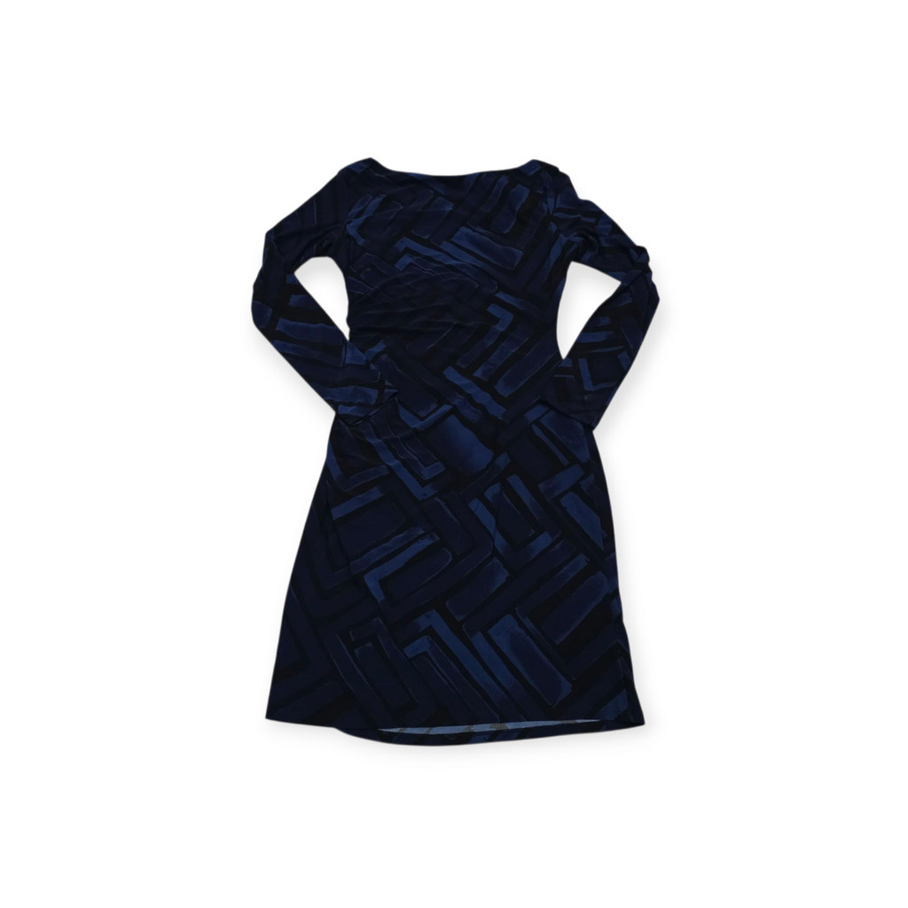 Vestido Ralph Lauren D Mujer Talla 6 Petite Azul Con Figuras