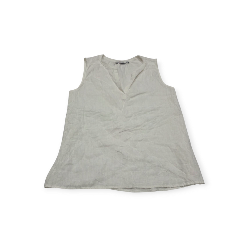 Blusa Vineyard Vines De Lino Mediana Color Blanca Sin Mangas
