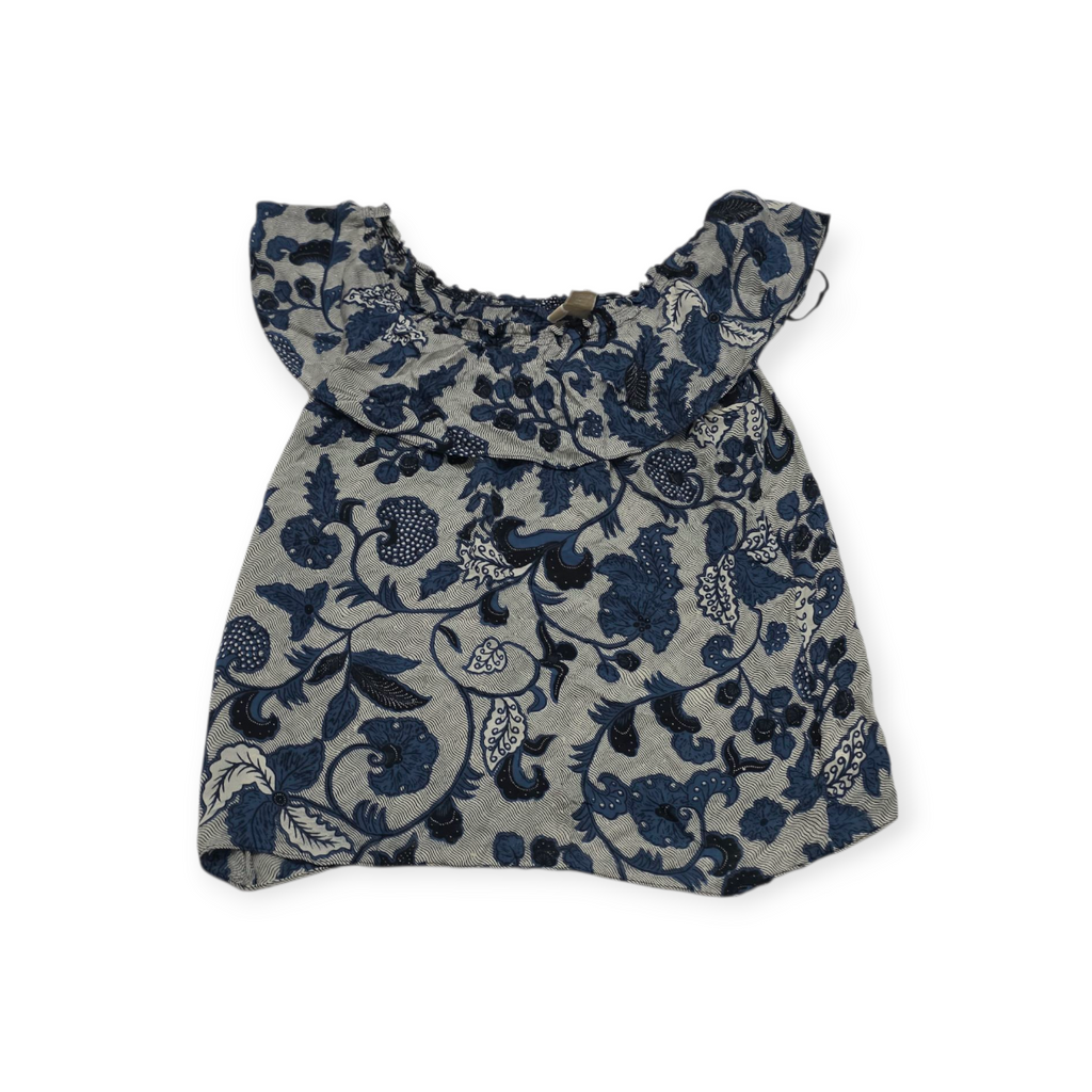 Blusa Michael Kors Mediana M Azul Con Gris Estilo Campesina