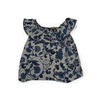 Blusa Michael Kors Mediana M Azul Con Gris Estilo Campesina