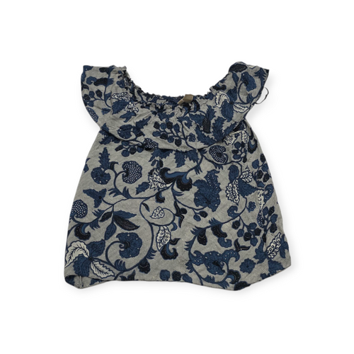 Blusa Michael Kors Mediana M Azul Con Gris Estilo Campesina