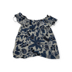 Blusa Michael Kors Mediana M Azul Con Gris Estilo Campesina