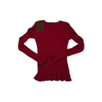 Sueter Ralph Lauren Rojo Y Cafe De Mujer Con Botones Grande