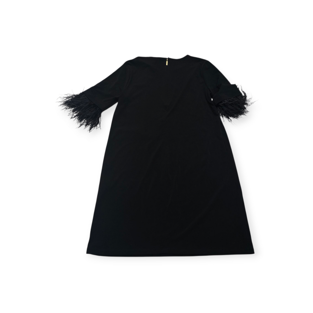 Vestido Michael Kors Mediana M Negro Manga Corta Con Flecos