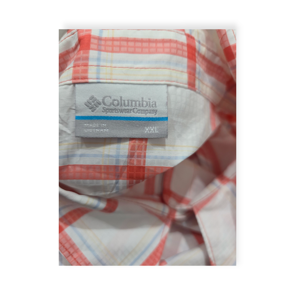 Camisa Columbia Talla Xxl Blanca Con Rosa A Cuadros