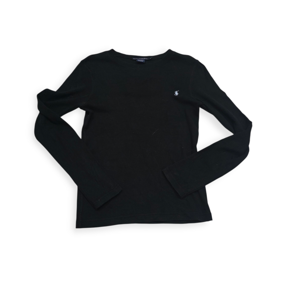 Playera Ralph Lauren sport Mujer Negro Manga Larga Pony Blanco
