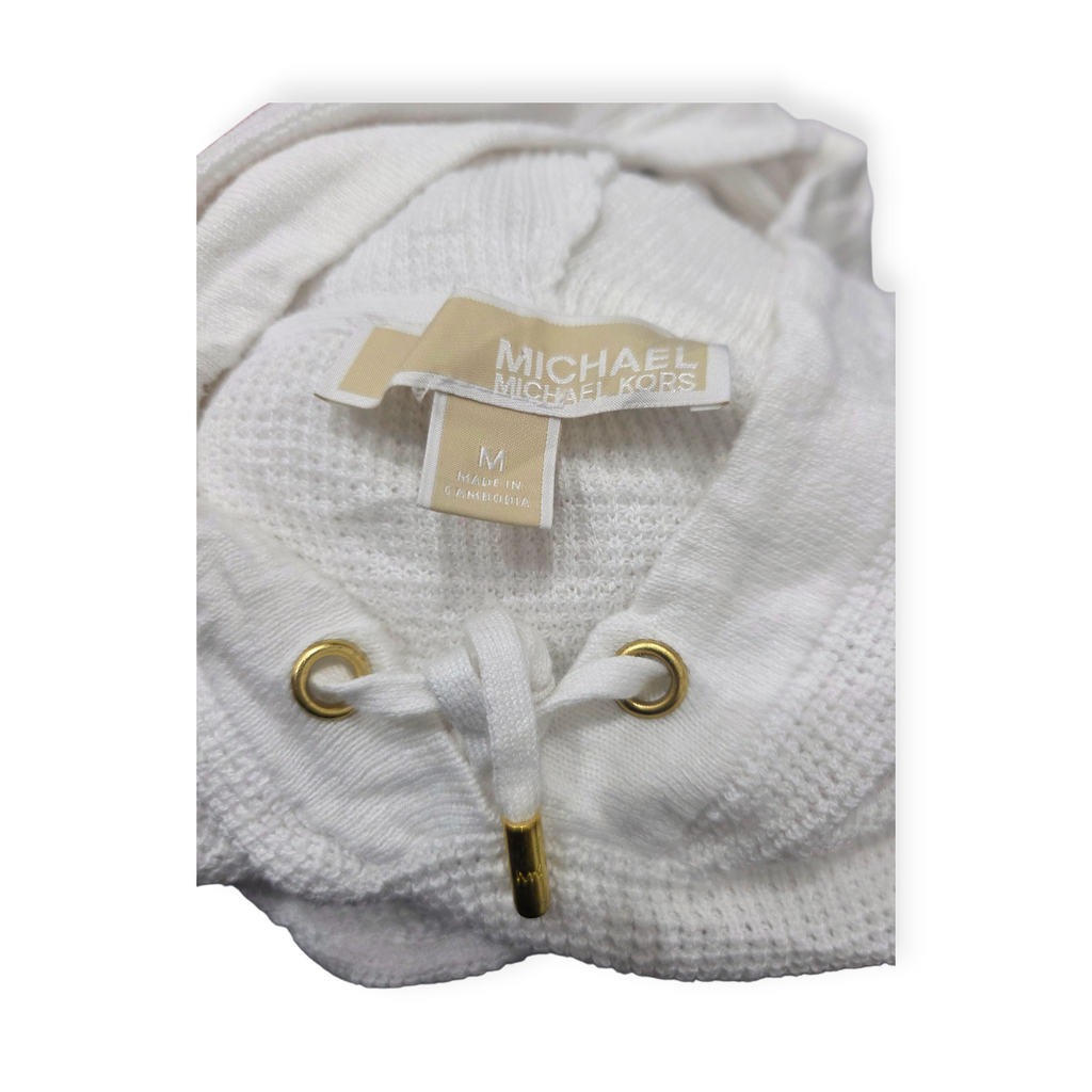 Sueter Con Gorro Michael Kors Mediana M Blanco Con Dorado