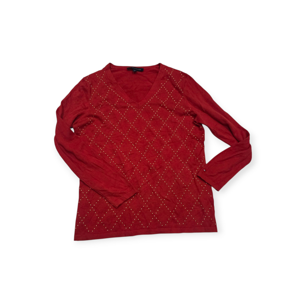Sueter Tommy Hilfiger Grande L Rojo Con Estoperoles De Mujer