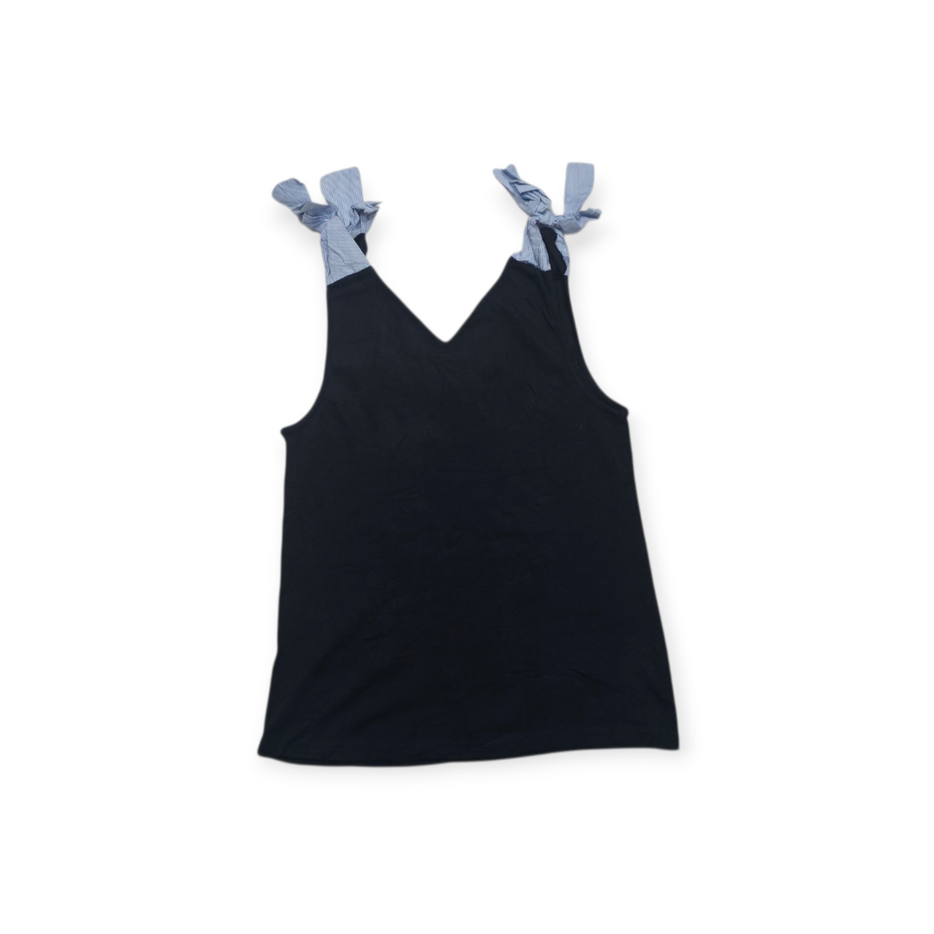Blusa Tommy Hilfiger Mediana M Azul Con Moño, Sin Mangas