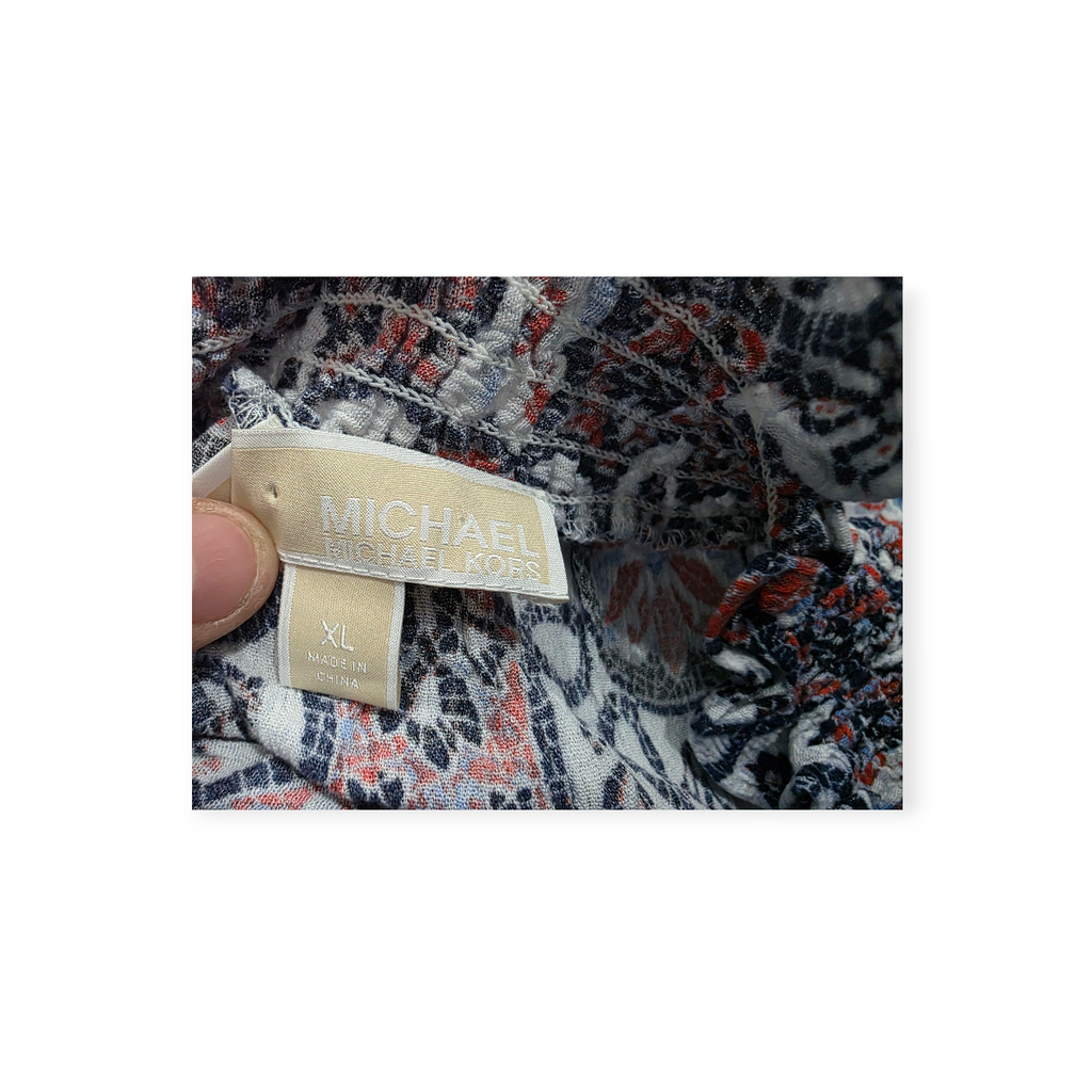 Blusa Michael Kors Xgrande Xl Azul Y Rojo Manga 3/4