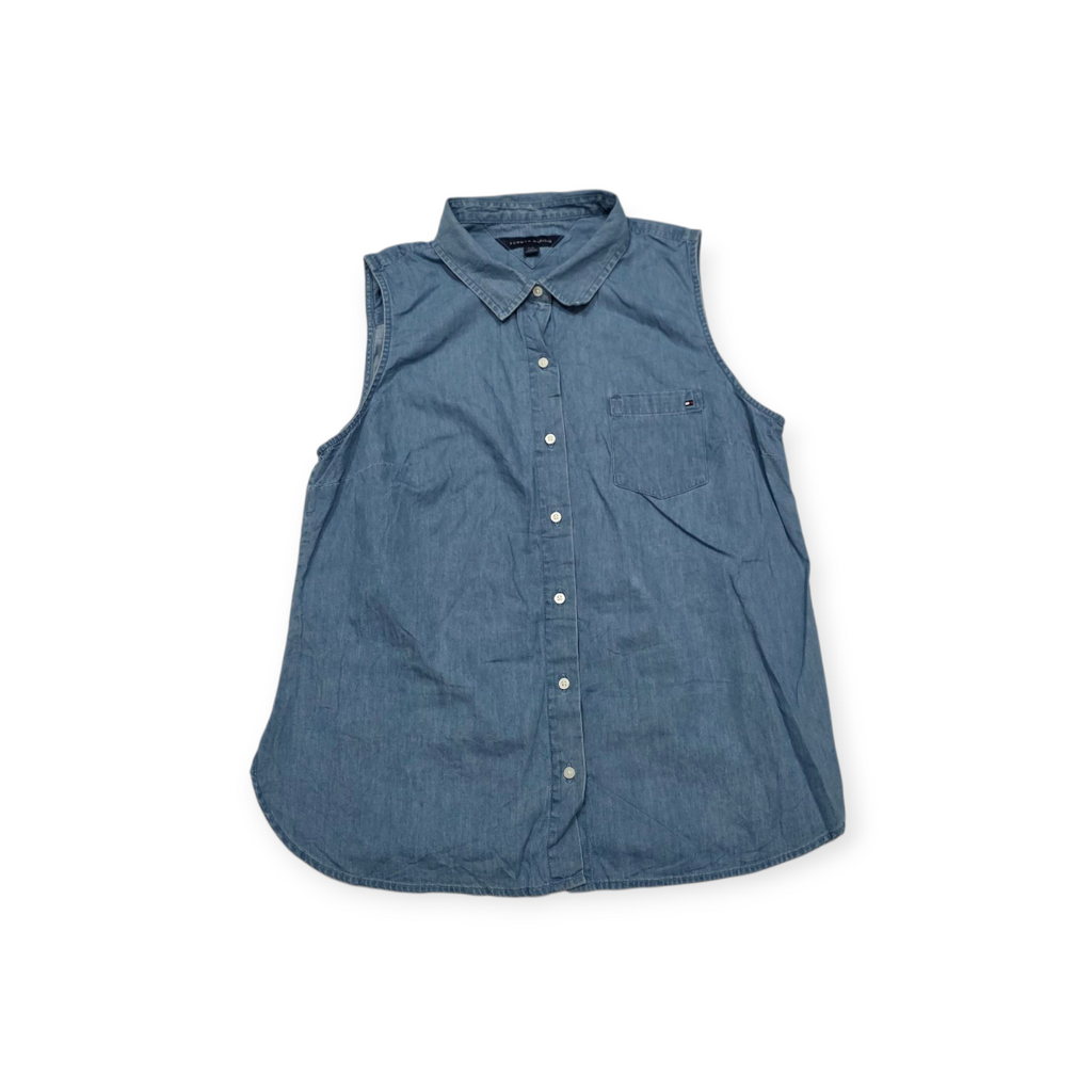 Camisa Tommy Hilfiger Sin Mangas D Mujer Grande L Azul Acero