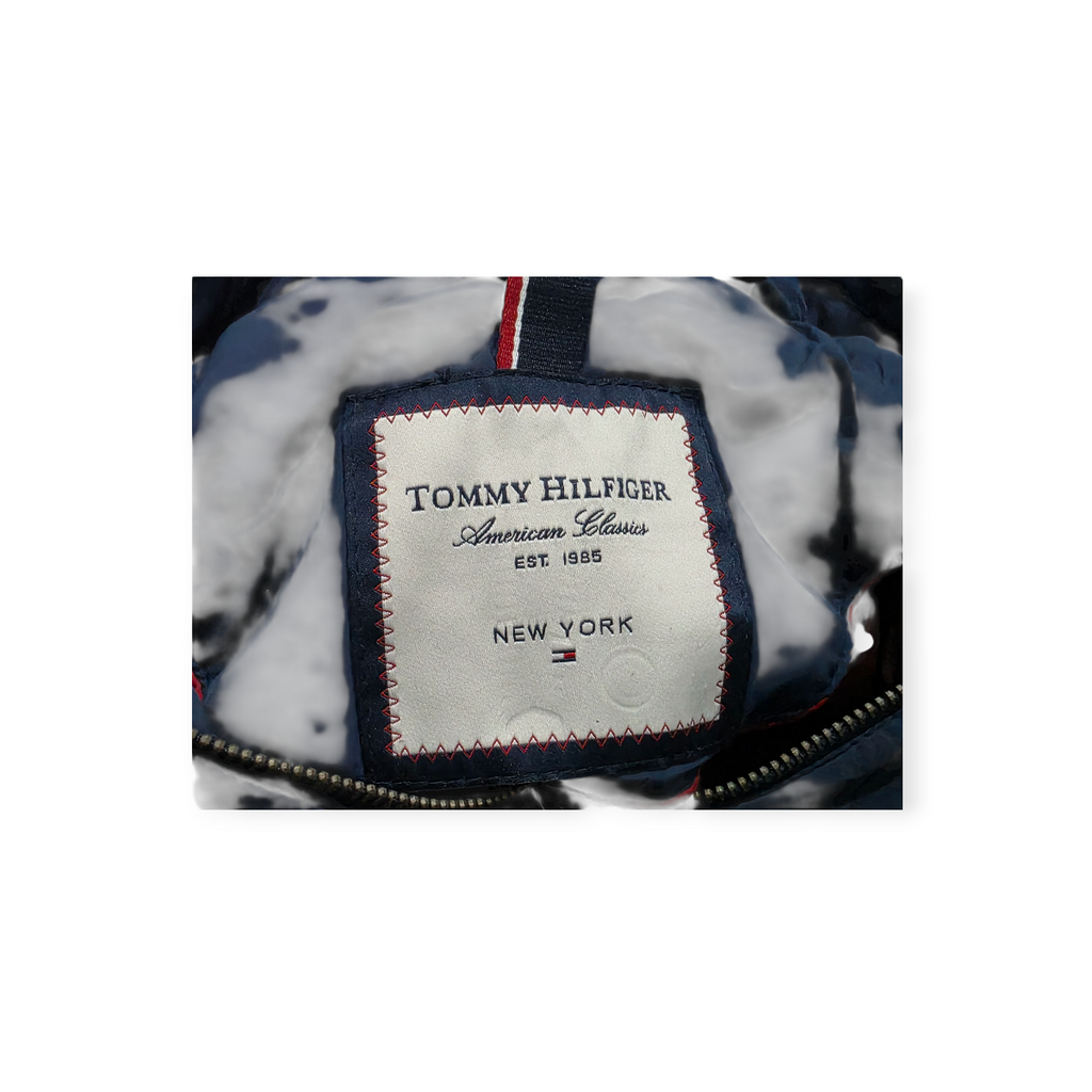 Chamarra Tommy Hilfiger Talla Chica Estilo Clásico Azul Cafe