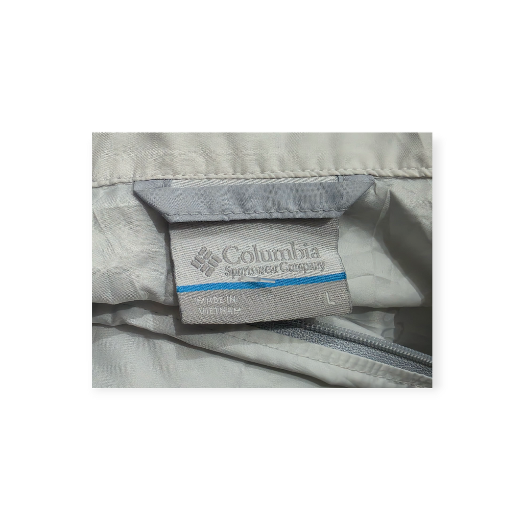 Rompevientos Columbia De Mujer Grande L .gris Con Blanco