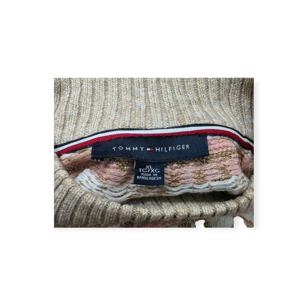Sueter Tommy Hilfiger Xgrande Xl Cafe Claro Con Rosa Mujer