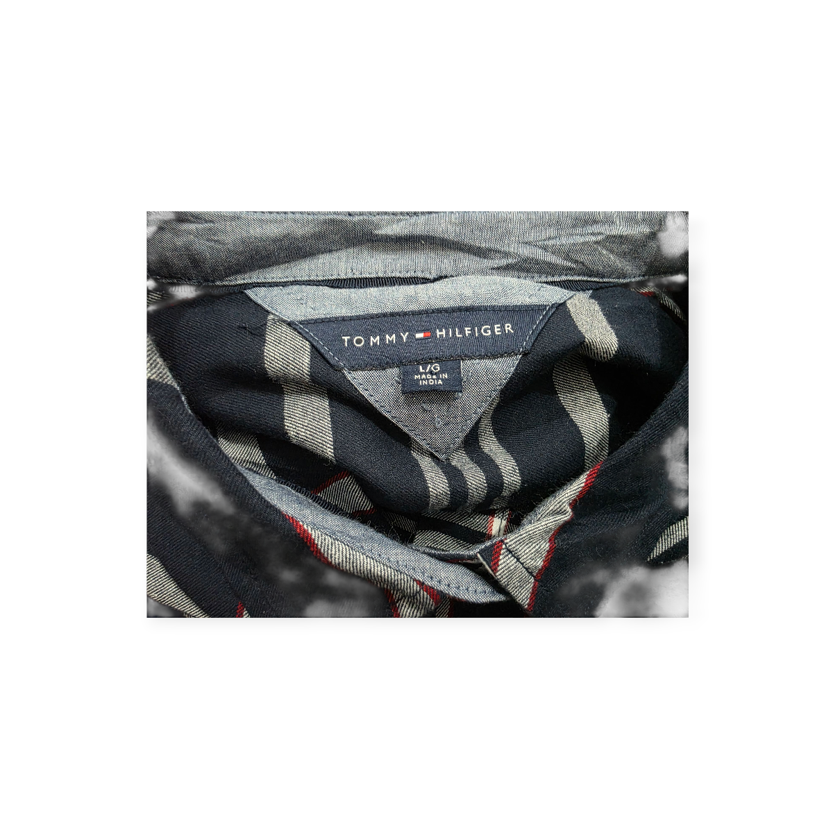 Camisa Tommy Hilfiger De Mujer Grande L Azul.con Gris