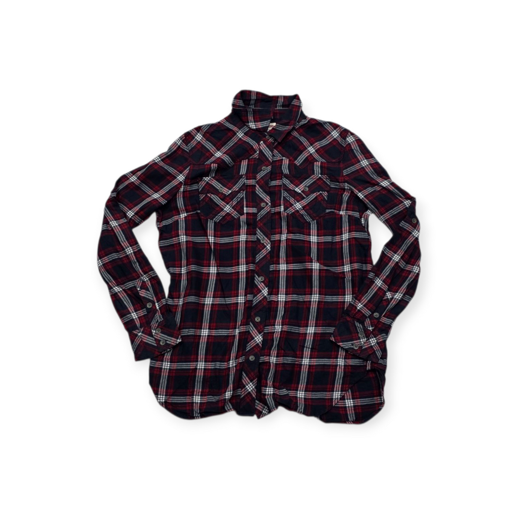 Camisa True Religion De Mujer Grande Roja Con Azul A Cuadros