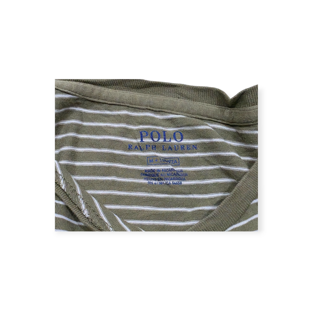 Playera Polo Ralph Lauren Mediana M Manga Corta Verde Rayada