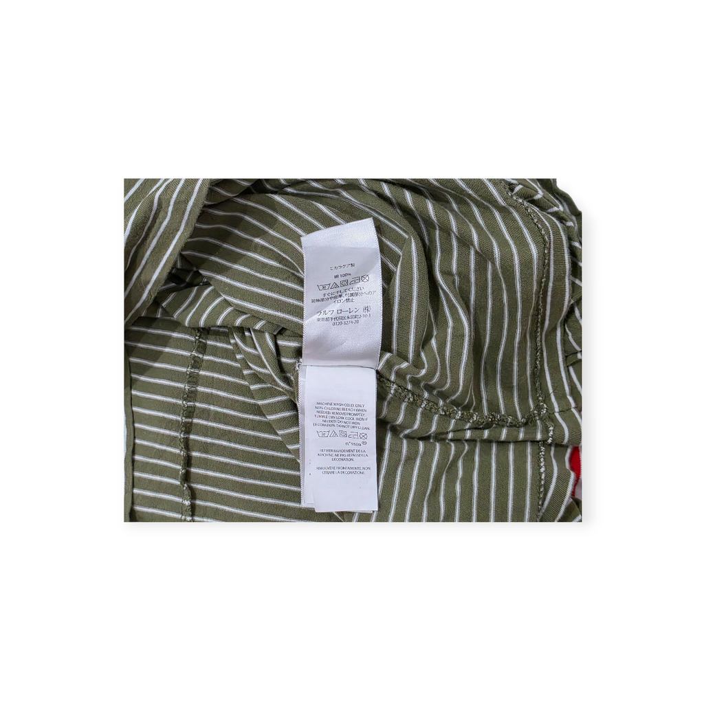 Playera Polo Ralph Lauren Mediana M Manga Corta Verde Rayada
