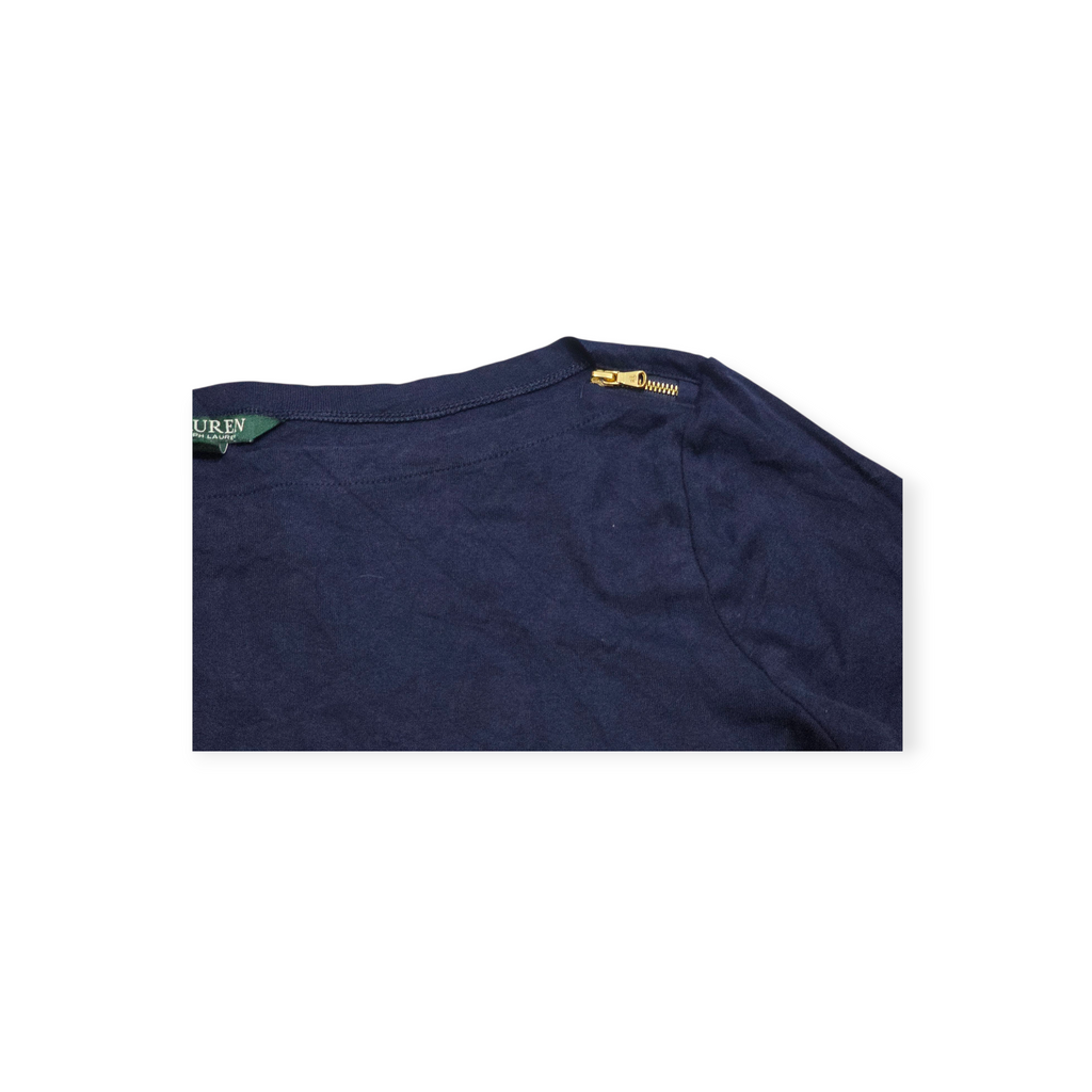 Blusa Ralph Lauren Manga Corta L Azul Marino Con Cierres