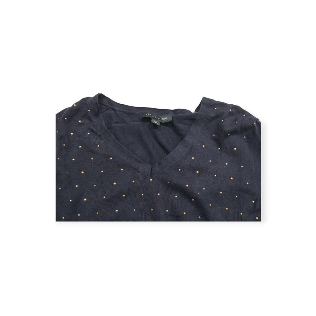 Sueter Tommy Hilfiger Mediano M Azul Marino Con Estoperoles (Usado)