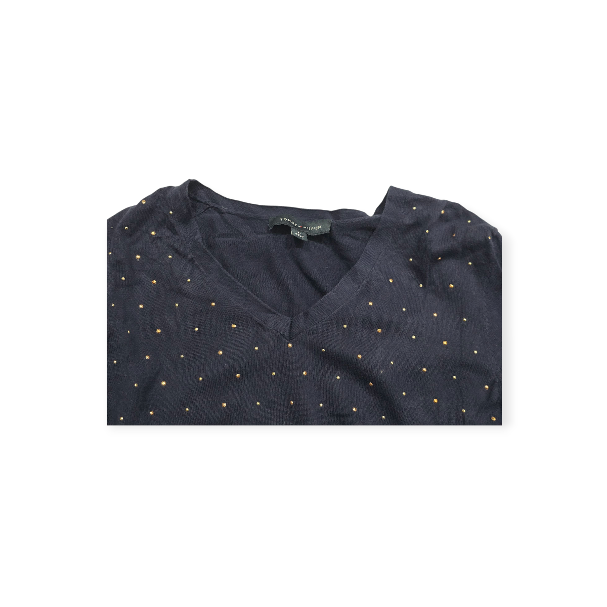 Sueter Tommy Hilfiger Mediano M Azul Marino Con Estoperoles (Usado)