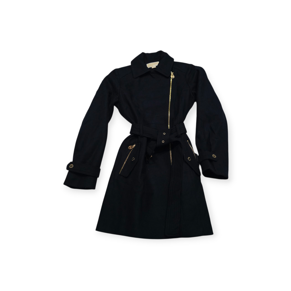 Abrigo Michael Kors D Mujer Talla 8 Azul Con Cierres Dorados