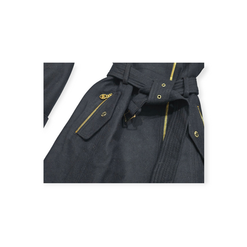 Abrigo Michael Kors D Mujer Talla 8 Azul Con Cierres Dorados