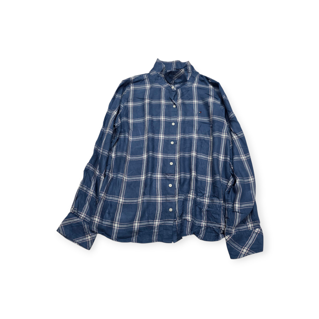 Camisa Tommy Hilfiger Xgrande Azul Acero De Cuadros De Mujer