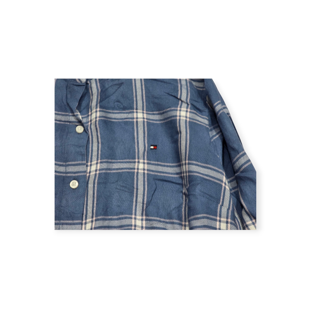 Camisa Tommy Hilfiger Xgrande Azul Acero De Cuadros De Mujer