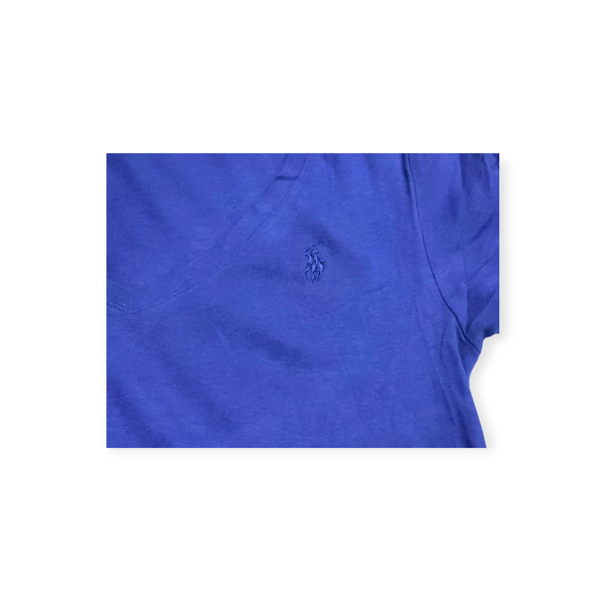 Playera Ralph Lauren Cuello V Azul Manga Corta Pony Azul