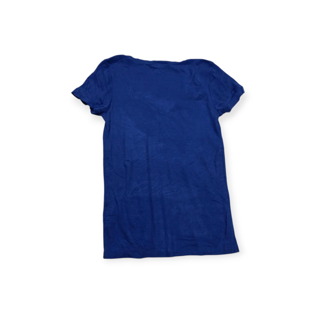 Playera Ralph Lauren Cuello V Azul Manga Corta Pony Azul