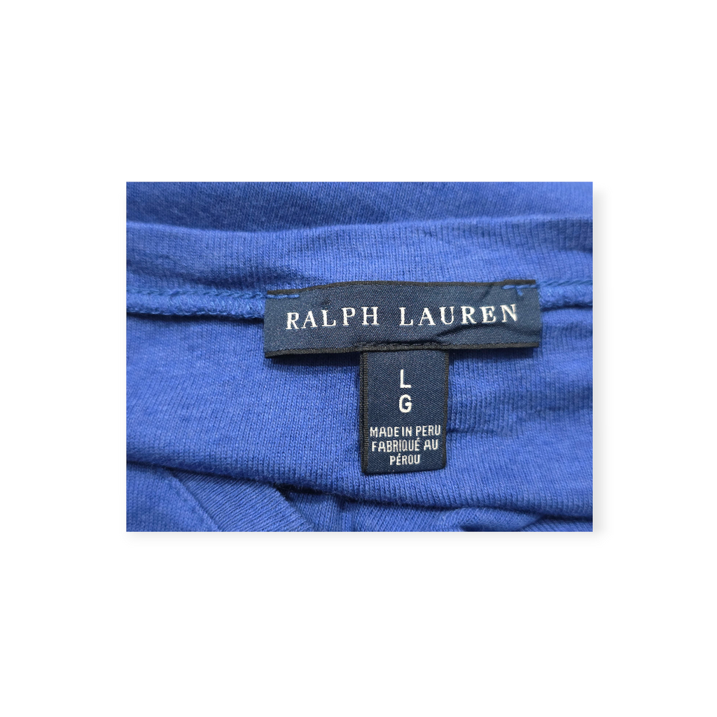 Playera Ralph Lauren Cuello V Azul Manga Corta Pony Azul