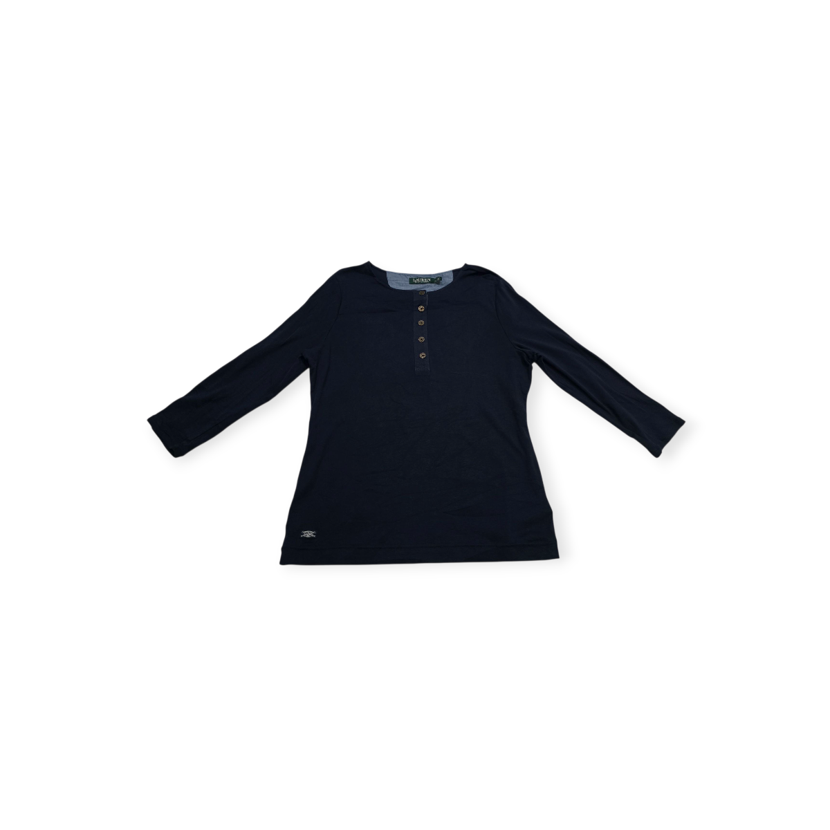 Playera Ralph Lauren Azul Marino Manga Larga Cuello Redondo