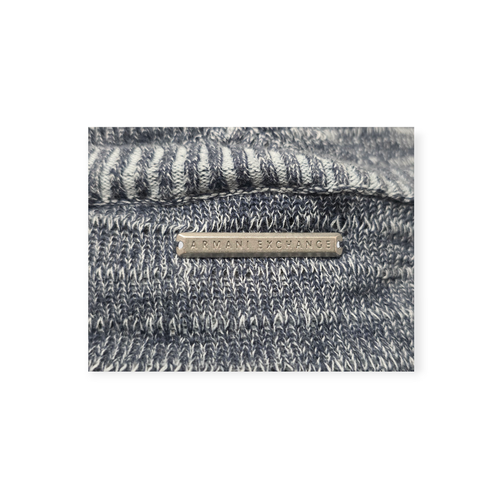 Sueter Ligero Armani Exchange Grande Azul Acero Con Lineas