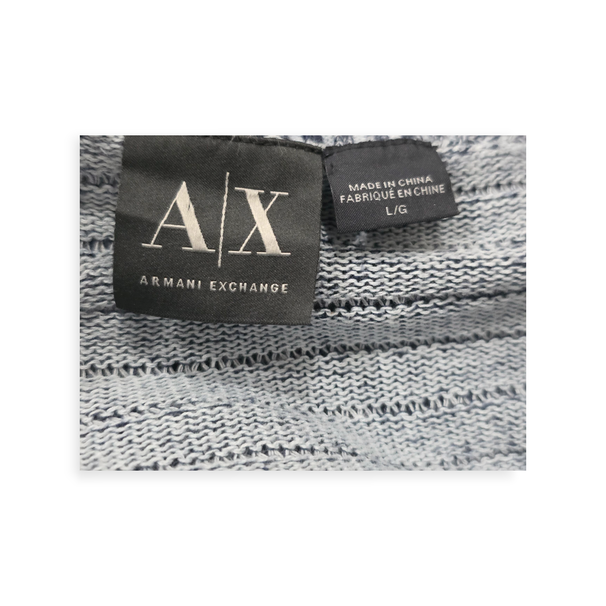 Sueter Ligero Armani Exchange Grande Azul Acero Con Lineas
