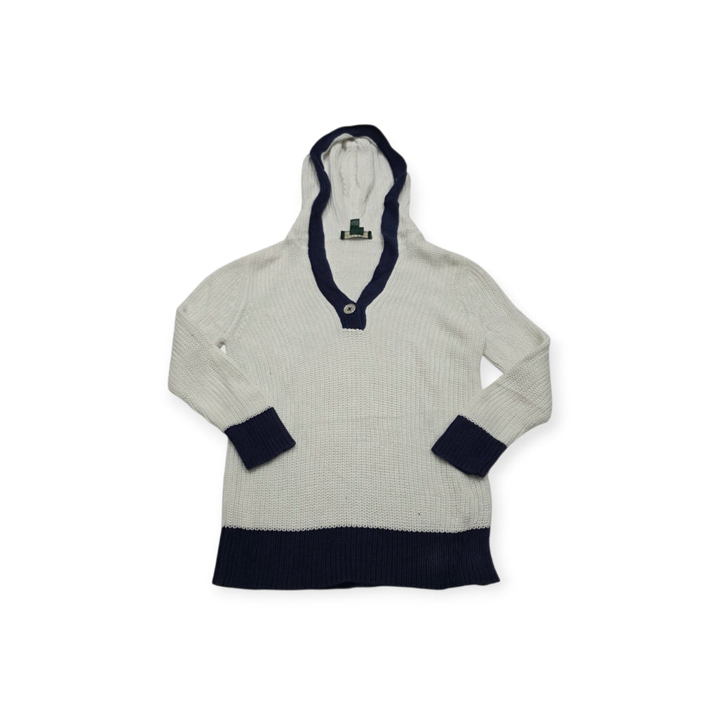 Sueter Con Gorro Ralph Lauren Petite Blanco Con Azul