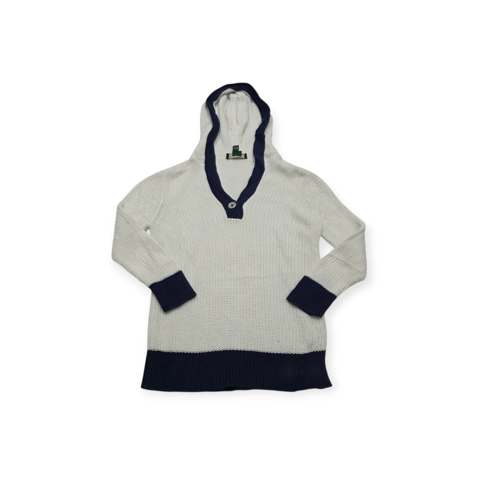Sueter Con Gorro Ralph Lauren Petite Blanco Con Azul