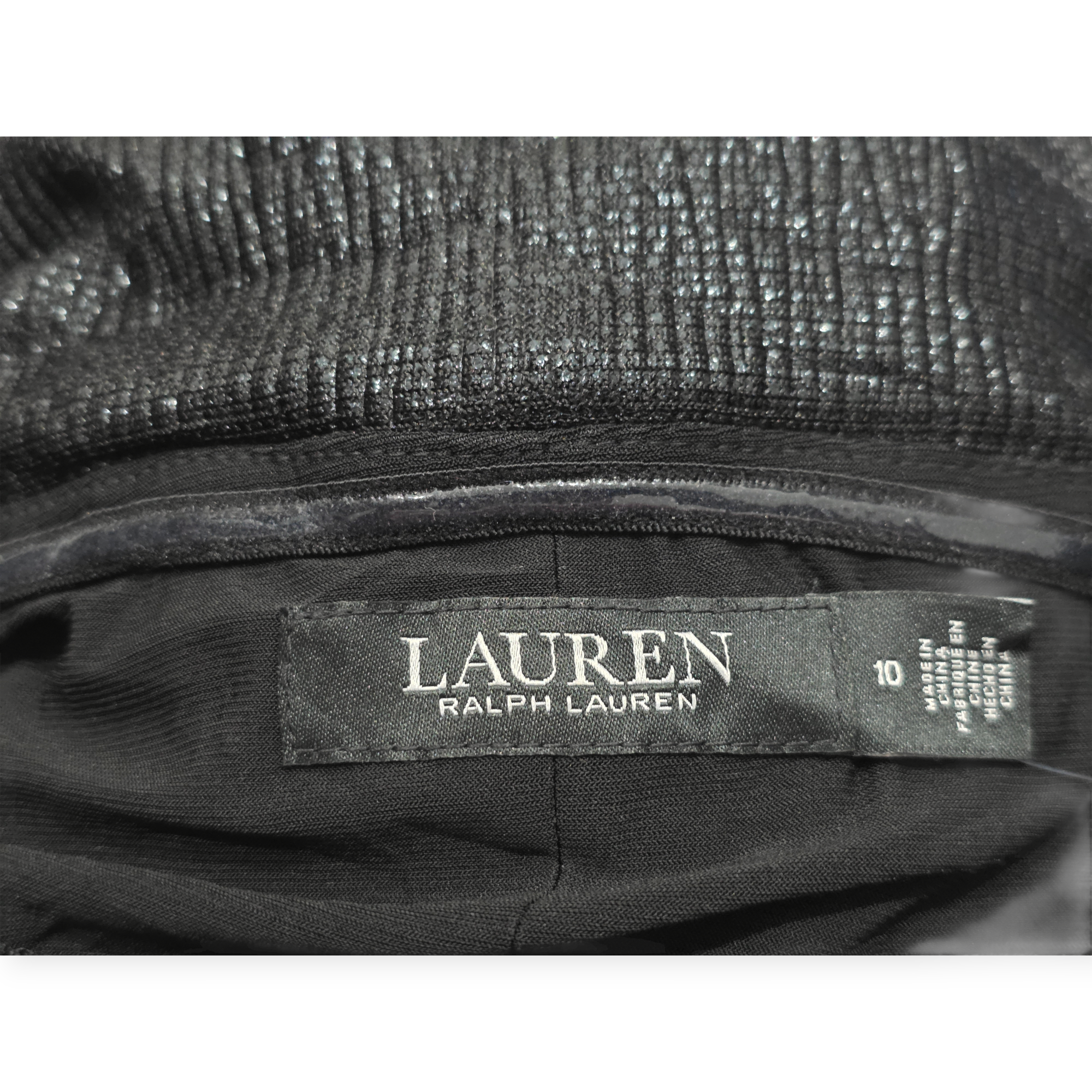Vestido Lauren Ralph Lauren Negro Brillante Talla 10