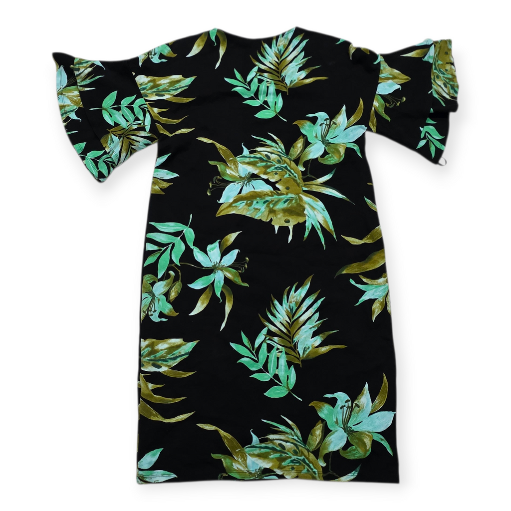 Vestido Ralph Lauren Manga Amplia Chico S Negro Con Plantas