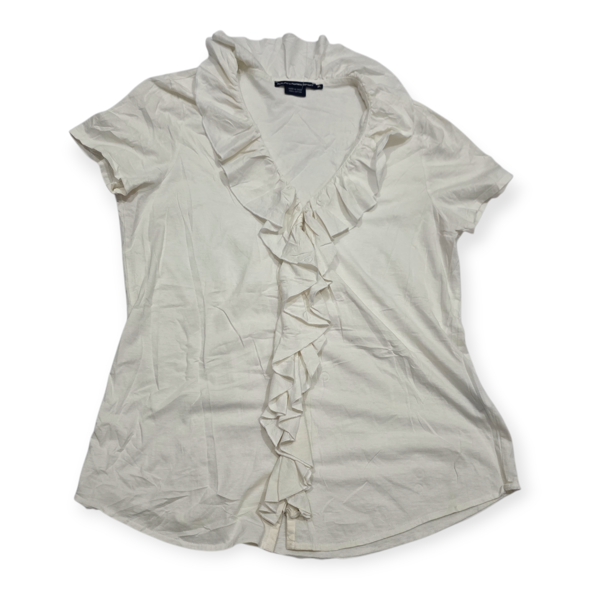 Blusa Ralph Lauren Sport De Mujer Xl Manga Corta Con Olanes